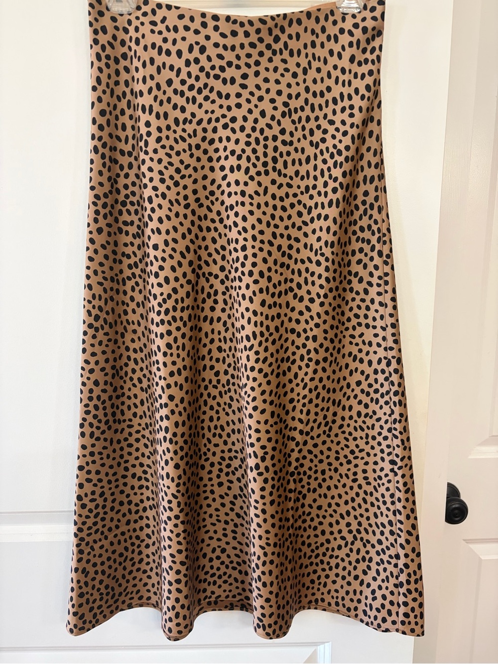 J Crew Polka Dot A-Line Midi/Maxi Skirt - Tan with Black Spots